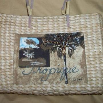 Tropical Woven Beach Purse Tote Bag Brand New Tapestry Print Front