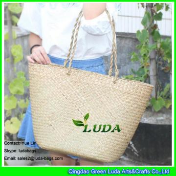 LDSC-002 natural water grass straw knitted women tote bag big size lady summer beach straw bags
