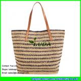 LDLF-015 hand knitted raffia bag striped lady raffia beach straw bag