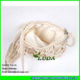 LDMX-004 beige cotton rope handwoven beach shoulder bag sling fringe macrame bag