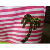 QUACK FACTORY BEACH BAG OR PURSE PINK &amp; WHITE STRIPE SEQUINED PALM TREE #2 small image