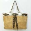 Gucci $1,350 &#039;Positano&#039; raffia/straw interlaced silk scarf large tote bag