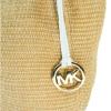 MICHAEL KORS Raffia Straw &amp; Patent Leather Satchel Shoulder Bag in Ivory White