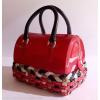 FURLA Rubber Jelly MINI &#039;CANDY BAG STRAW&#039; Red Weaved LEATHER Satchel Handbag NWT