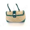 New Authentic Coach Soho Straw Woven Top Handle Leather Trim w/ Brass Bag Purse