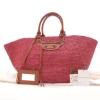 Authentic BALENCIAGA Pink Straw basket bag Tote Bag Handbag 236743 5660
