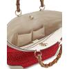 Authentic GUCCI Top Handle Bamboo Shopper Straw Tote Bag, Red/White 338964 6273S