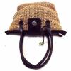 Brighton Handbag Shoulder Bag Purse Straw Shell Leather Trim Strap Medium