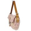 Authentic FENDI Logos Shoulder Bag Shoppers Straw Canvas Leather Pink 02M033