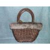 BATH AND BODY WORKS BROWN STRAW BAG WITH FAUX FUR TRIM NEW WITH TAG