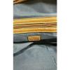 CHAPS Woven Straw Jute Satchel Handbag Purse CAMEL Brown Leather Shoulder Bag