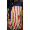 Multi-Color Straw &amp; Canvas Large Lucky Brand Shoulder Bag Purse Tote Shopper Fob
