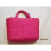 Liz Claiborne Hot Pink 100% Wheat Straw Ladies Hand Bag, Summer Purse