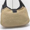 AUTHENTIC JIMMY CHOO Straw Leather and Raffia Shoulder Bag Natural/Black