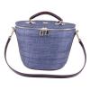 DOLCE &amp; GABBANA RUNWAY Raffia Handbag Bag Blue Purple 03568
