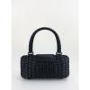 Salvatore Ferragamo Vintage Black Leather Bamboo Straw Shoulder Bag Handbag