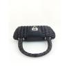 Salvatore Ferragamo Vintage Black Leather Bamboo Straw Shoulder Bag Handbag #4 small image