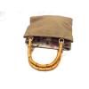 Fossil Handbag Satchel Bag Purse Brown Straw Shell Bamboo Handles Medium #4 small image