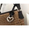 Brighton Woven Straw Leather braided Strap Trim Shoulder Bag Purse Bag