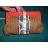 RETRO Vera Bradley retired Flower Shower straw clutch bag purse orange frame 171
