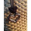 BRIGHTON Wicker Straw Woven Leather Trim Heart Charm Basket Bag Purse - Medium