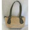 Fossil Traditional Woven Straw Trimmd in Brown Genuine Leather Small Purse Bag