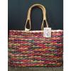 NWT Vintage Woven Straw &amp; Bamboo Handles Bohemian African Market Tote Bag Purse #1 small image