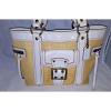 Coach LEGACY Straw &amp; White Leather Medium Large Buckle Pocket Tote Handbag Bag #2 small image
