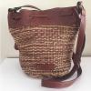 Lucky Brand Kenya Bucket Bag Natural Woven Brown Straw Drawstring Tote w/ FOB! #2 small image