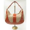 Valentino Bag Catch Croc Embossed Leather and Straw Large Hobo Beige and Coral #4 small image
