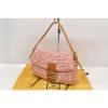 Auth Fendi FF Silver Straw Vinyl Leather Shoulder Clutch Bag Pink Brown Italy #1 small image