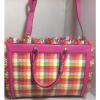 NWOT Kate Spade Saturday Straw Leather Satchel Orchid Multi Shoulder Bag #2 small image