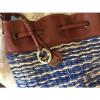 NWOT Lucky Brand Blue Straw &amp; Leather Bucket Bag