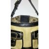 Coach Legacy Black Leather Natural Straw Buckle Latch Shoulder Bag L05K 105
