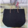 NWT New Merona Target Straw Paper Tote Bag Purse Solid Black $29.99 Retail #1 small image