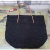 NWT New Merona Target Straw Paper Tote Bag Purse Solid Black $29.99 Retail #3 small image