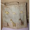 Woven Straw Tote Lined Wooden Elephants Giraffes Braided Straps Beach Bag A2 #2 small image