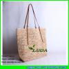 LDLF-005 hand crochetted raffia handbag natural straw beach bags #2 small image