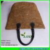 LDLF-006 leather handles raffia straw tote bag fashionable beach shopper bag #3 small image