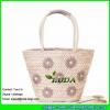 LDYP-016 2017 summer fashionable beach tote bag handmade straw woven bag with embroidery flowers #2 small image
