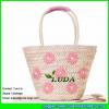 LDYP-016 2017 summer fashionable beach tote bag handmade straw woven bag with embroidery flowers #3 small image