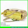 LDYP-036 golden pu top piping basket bag handmade women summer beach straw tote bags #2 small image