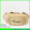 LDYP-036 golden pu top piping basket bag handmade women summer beach straw tote bags #3 small image