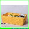 LDKZ-003 bright yellow storage tote woven strap shelf storage basket with handles #2 small image