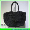 LDLF-071 black raffia totes colorful pom poms female crochet raffia straw bags #2 small image
