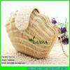 LDTT-018 wholesale beaded straw handbag lady sea shell rattan straw bag with metallic chains