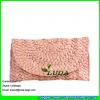 LDYP-052 retail lady fashion evening handbag ice cream color cornhusk straw handmade woven clutches #1 small image