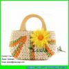 LDYP-039  handmade bright color cornhusk flower straw bag beach tote bag for summer vacation #1 small image