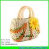 LDYP-039  handmade bright color cornhusk flower straw bag beach tote bag for summer vacation #2 small image