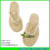 LDSS-001 men's fashion flip flops natural  beach casual shoes handmade cornhusk straw sandals #2 small image